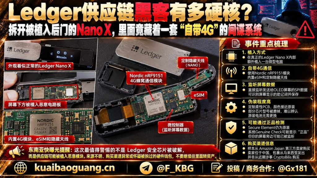 数码安全｜Ledger供应链遭遇硬核黑客攻击，Nano X内部被植入微型间谍系统
